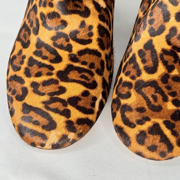 Jessica Simpson 9.5 Leather Cheetah Print Studded heel booties Real Cow Hair Fur - Picture 4 of 8
